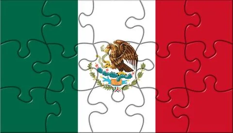 Mexico Flag Puzzle Pieces Stock Illustration
