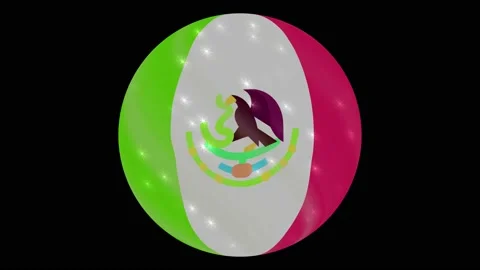 Mexico flag in a round ball rotates. Flicker and shine. Animation loop Stock Footage 145799845