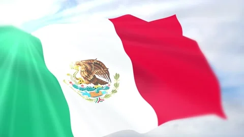 Mexico Flag Seamless Loop 4k 60fps on Sky Background Stock Footage 340618210