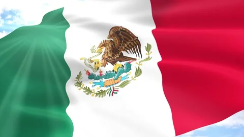 Mexico Flag Seamless Loop 4k 60fps on Sky Background Stock Footage 341565696