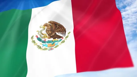 Mexico Flag Seamless Loop 4k 60fps on Sky Background Stock Footage 341675375