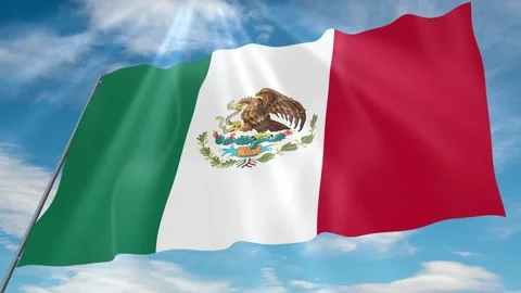 Mexico Flag Seamless Loop 4k 60fps on Sky Background Stock Footage 341760430