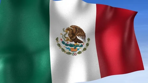 Mexico Flag - Set of 3 Angles with Masks [3WaveSeries] Stock Footage 104585996