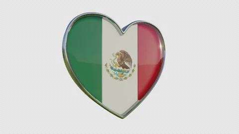 Mexico Flag in the Shape of 3D Heart. Stock Footage 144369853