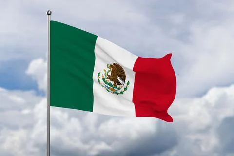 Mexico flag on sky background. 3D illustration Stock Illustration