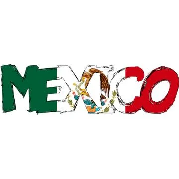 Mexico flag text Stock Illustration