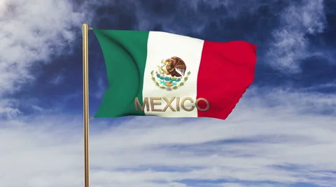 Mexico flag with title waving in the wind. Looping sun rises style.  Animation Stock Footage 48595786