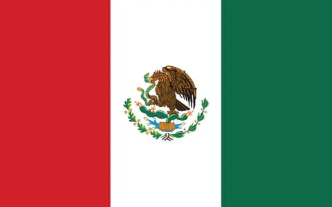 Mexico flag vector graphic. Rectangle Mexican flag illustration. Mexico count Stock Illustration