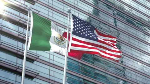 Mexico Flag VS Flag of USA Stock Footage 343590279