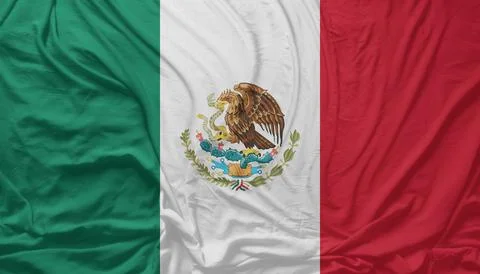 Mexico Flag Waves in Mild Wind CloseUp Stock Photos
