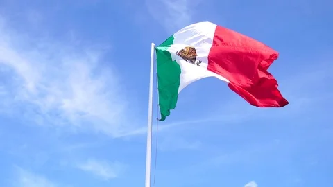 Mexico flag waving and pole Stock Footage 104894588