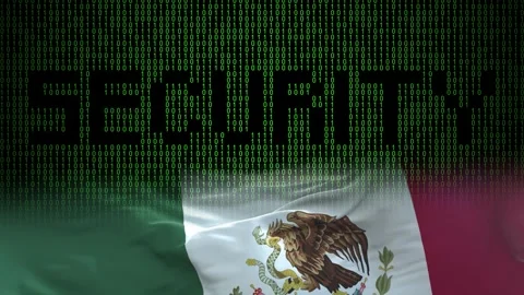 Mexico flag - Waving flag on matrix binary code background Stock Footage 321422420