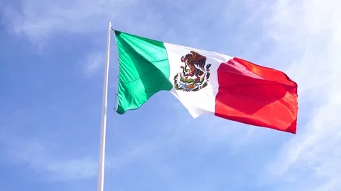 Mexico flag waving in flagpole Stock Footage 104894690