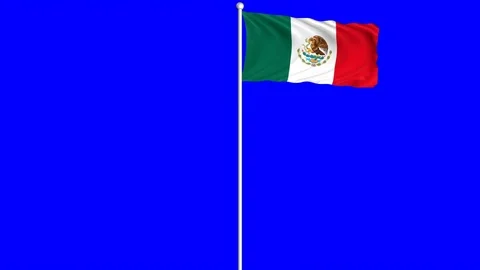 Mexico Flag Waving Fluttering on Wind Loopable Green Blue Screen Matte Stock Footage 77576612