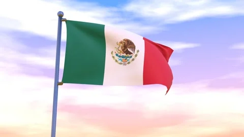 Mexico Flag waving in the high wind Video stock 154711784