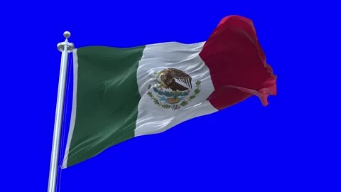 Mexico Flag Waving in Loopable and Textured green screen background Stock Footage 296876997