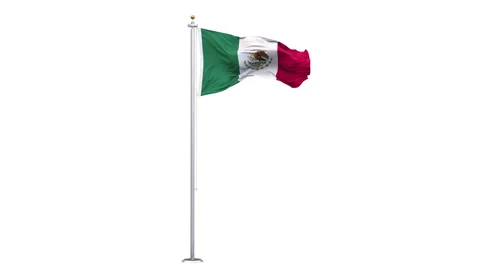 Mexico flag waving looping with transparent background. Video stock 323443164