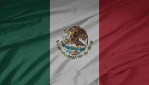 Mexico Flag waving in the smooth wind Stock Photos