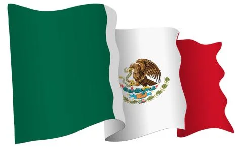 Mexico Flag Waving Vector Illustration Stock Illustration