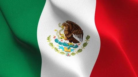 Mexico flag waving on wind. Stock Illustration