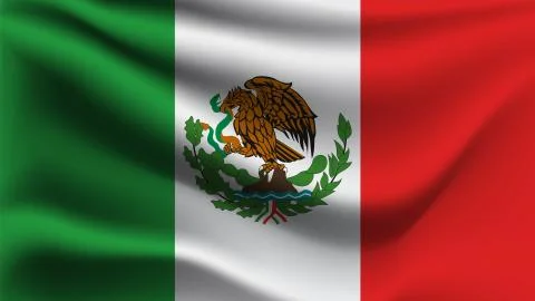 Mexico flag waving in the wind Stock Illustration