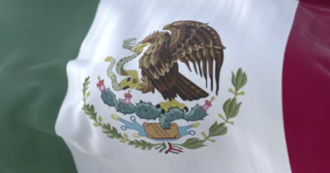 Mexico flag waving at wind in slow, loop Stock Footage 133036930