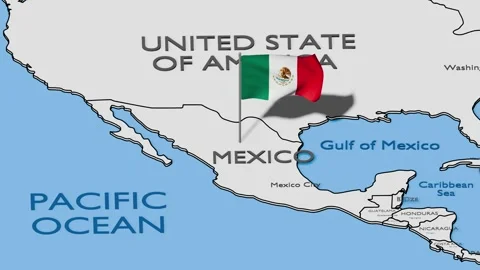 Mexico Flag Waving with The World Map – National Flag and Global Geography Video stock 346665351