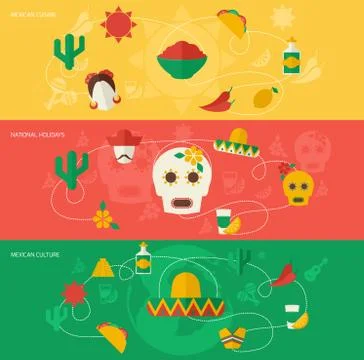 Mexico flat banner set Ilustración de archivo