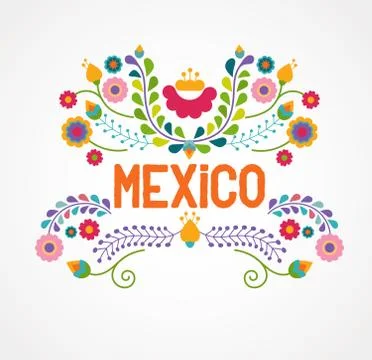 Mexico flowers, pattern and elements Stock Illustration