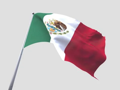 Mexico flying flag isolate on white background. 스톡 일러스트