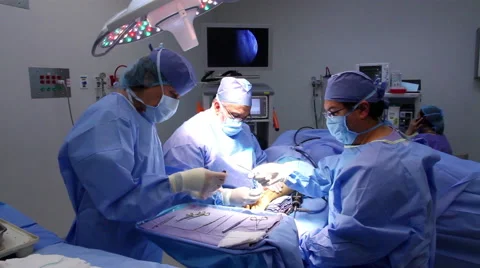 Mexico: FULL SHOT. Surgeons working during a hand surgery. Stock Footage 48951152