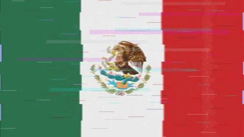 Mexico Glitch Flag Vector - RGB Split Digital Video Frame Design Illustrazione stock