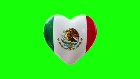 Mexico heart flag animation pop-up effect on green screen Stock Footage 314362147