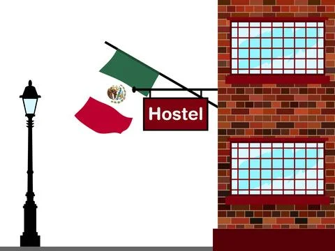 Mexico Hostels Vector Illustration Stock Illustration