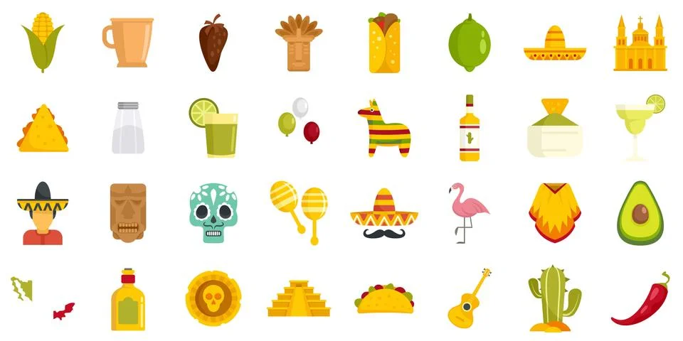 Mexico icons set flat vector isolated イラスト素材