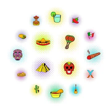 Mexico icons set Ilustración de archivo