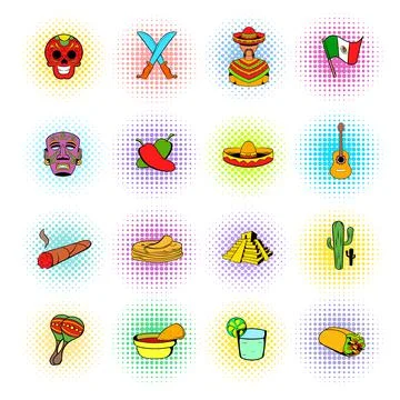 Mexico icons set Ilustración de archivo