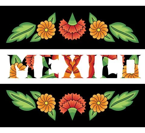 Mexico illustration typography vector Stock Illustration