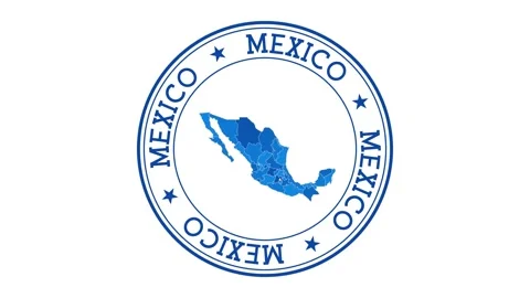 Mexico intro. Badge with the circular name and map of country. Mexico round l... Stock Footage 231099563