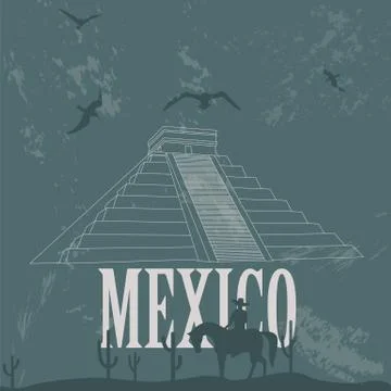 Mexico landmarks. Retro styled image Ilustración de archivo