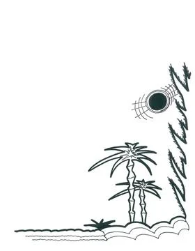 Mexico landscape corner frame with palm trees Stock Illustration
