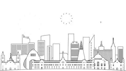 Mexico linear skyline outline animation 4K Stock-Footage 315683819