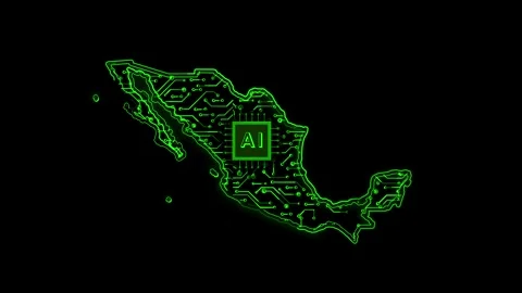 Mexico Map AI Chipset Technology Opener 스톡 동영상 337081906