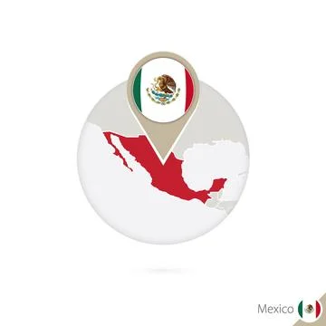 Mexico map and flag in circle. Map of Mexico, Mexico flag pin. Map of Mexic.. Stockillustratie