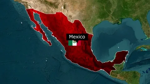 Mexico Map Animation with Location Pin, Borders and Zoom Motion in 4K Stock Footage 339836169