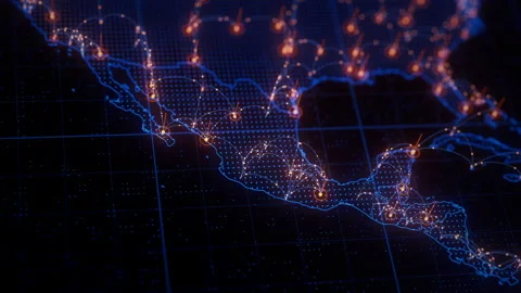 Mexico map big data visualization. Futuristic digital map infographic of Latin Stock Footage 335872069