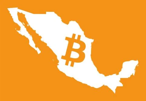 Mexico map with bitcoin crypto currency symbol illustration Stock Illustration