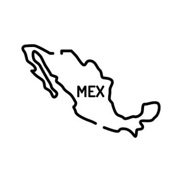 Mexico map black line icon. Border of the country. Pictogram for web page, mo Stock Illustration