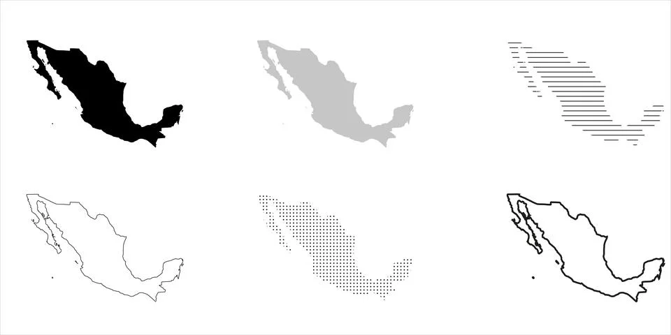 Mexico Map Black. Mexico map silhouette isolated on transparent background. Stock Illustration