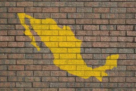Mexico map on brick wall Stock Illustration